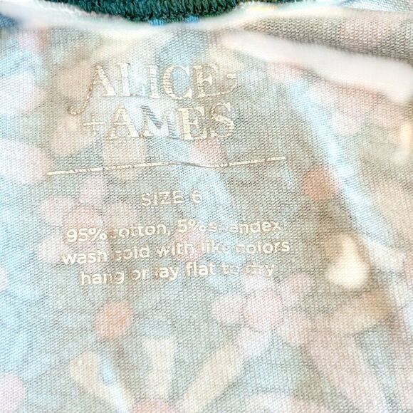 Alice + Ames Retro Floral Patterned Short Summer Sleeve Bodysuit Leotard Size 6 - Picture 4 of 4